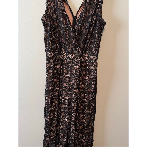 Boston Proper Size 10 All Over Lace Jumpsuit Black Wide Leg Cocktail Party Glam - Picture 8 of 16